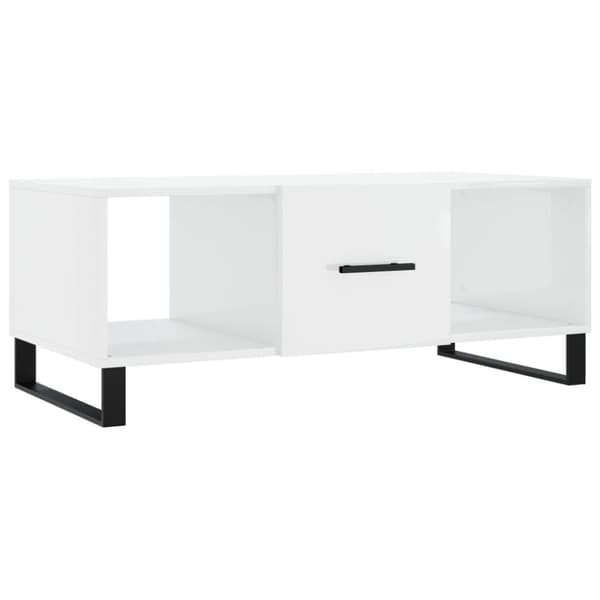 vidaXL Sohvapöytä korkeakiilto valkoinen 102x50x40 cm tekninen puu