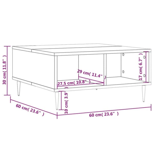 vidaXL Sofabord hvit 60x60x30 cm konstruert tre