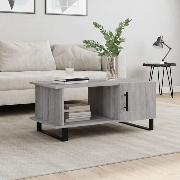 vidaXL Sohvapöytä harmaa Sonoma 90x50x40 cm tekninen puu
