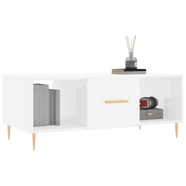 vidaXL Soffbord vit högglans 102x50x40 cm konstruerat trä