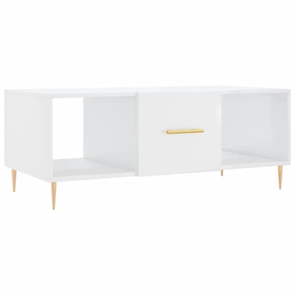 vidaXL Soffbord vit högglans 102x50x40 cm konstruerat trä