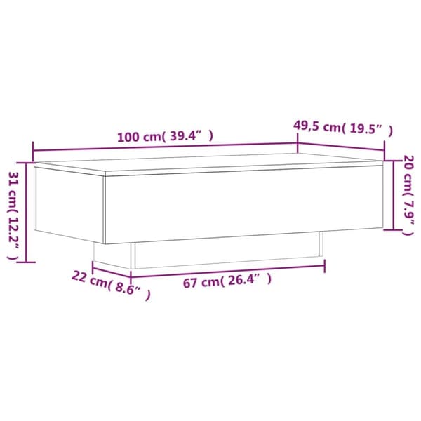 vidaXL sofabord 100x49,5x31 cm konstrueret træ brun egetræsfarve