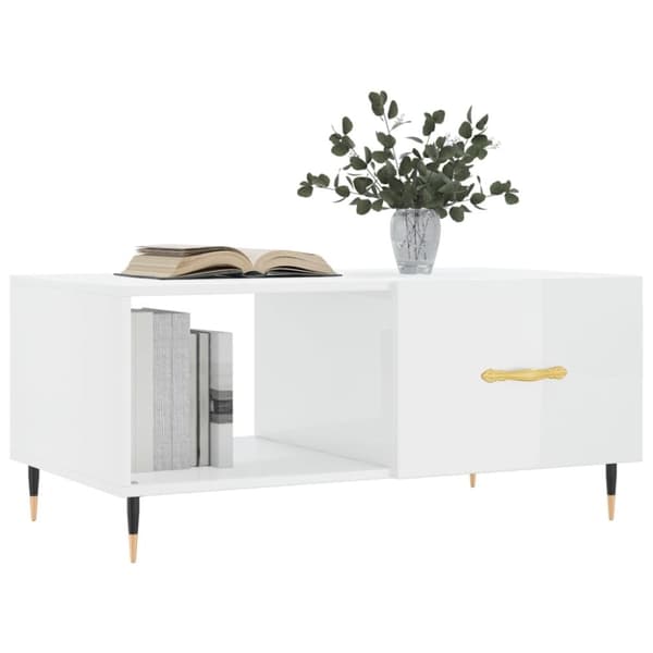 vidaXL Salongbord høyglans hvit 90x50x40 cm konstruert tre
