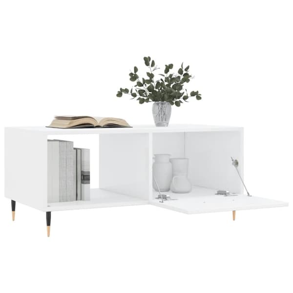 vidaXL sofabord 90x50x40 cm konstrueret træ hvid højglans