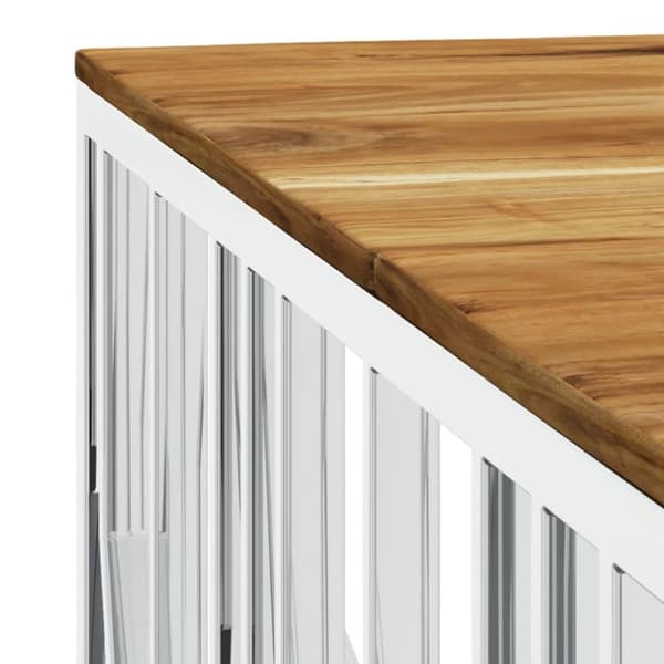 vidaXL Soffbord silver rostfritt stål och massivt akaciaträ