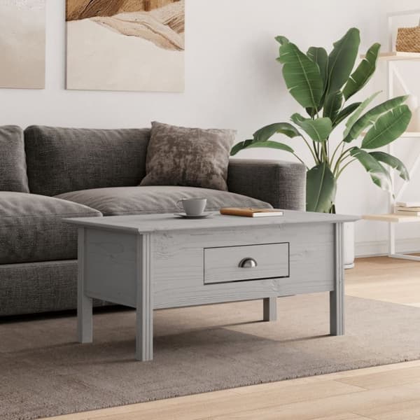 vidaXL sofabord BODO 100x55x46 cm massivt fyrretræ grå