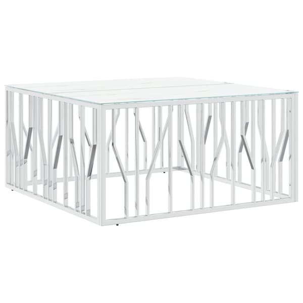 vidaXL sofabord 100x100x50 cm rustfrit stål og glas sølvfarvet