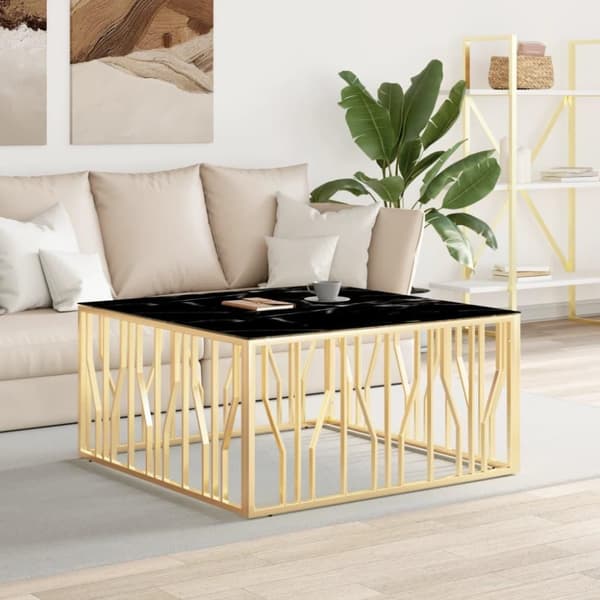 vidaXL Soffbord guld 100x100x50 cm rostfritt stål och glas