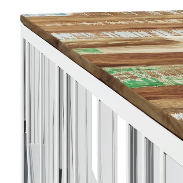 vidaXL Soffbord silver rostfritt stål och massivt återvunnet trä
