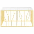 Miniatyrbillede 2 af 6: vidaXL sofabord 80x80x40 cm rustfrit stål og glas guldfarvet