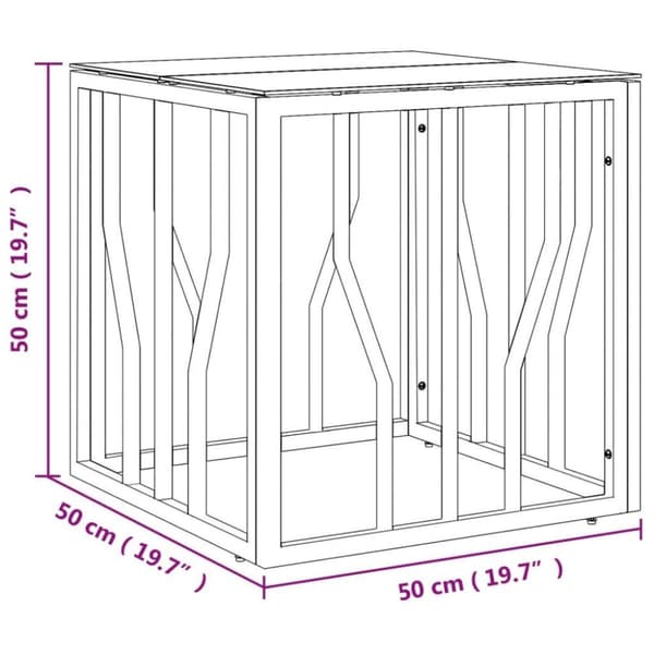 vidaXL Sohvapöytä hopea 50x50x50 cm ruostumaton teräs ja lasi