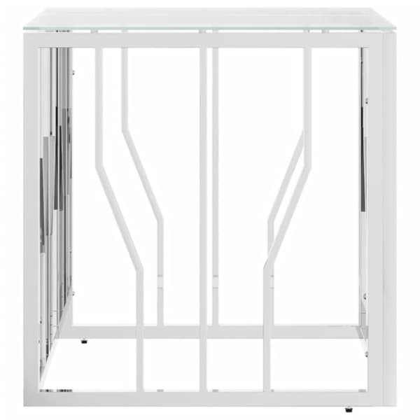 vidaXL Sohvapöytä hopea 50x50x50 cm ruostumaton teräs ja lasi