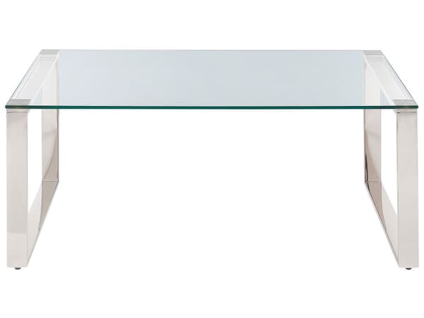 Salongbord Gjennomsiktig Glasstopp Sølv Rustfritt Stål Ramme 50 x 40 cm Glam Moderne Stue Soverom Gang