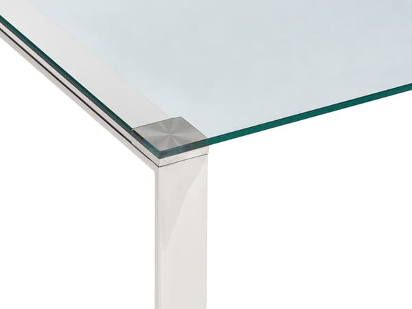Salongbord Gjennomsiktig Glasstopp Sølv Rustfritt Stål Ramme 50 x 40 cm Glam Moderne Stue Soverom Gang