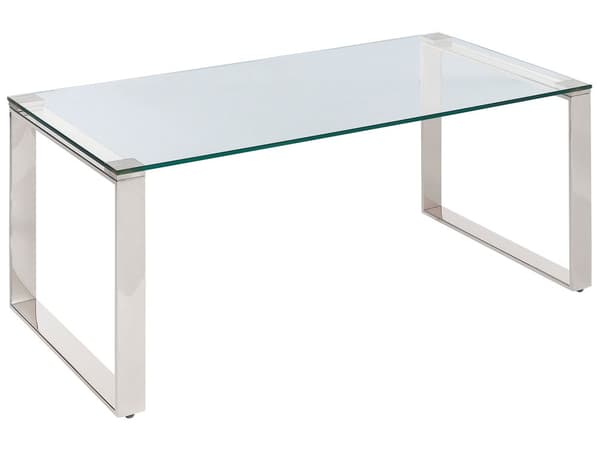 Salongbord Gjennomsiktig Glasstopp Sølv Rustfritt Stål Ramme 50 x 40 cm Glam Moderne Stue Soverom Gang