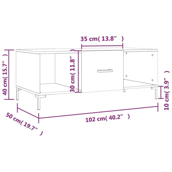 vidaXL Salongbord sonoma eik 102x50x40 cm konstruert tre