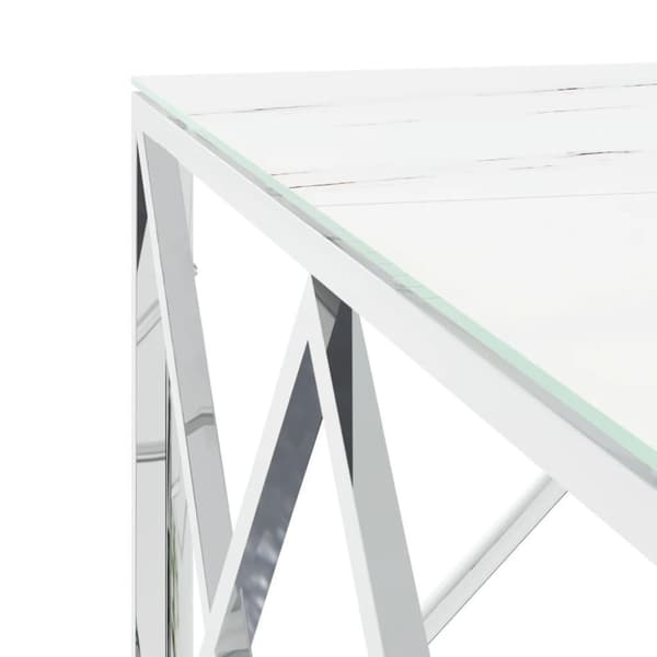 vidaXL Soffbord silver 80x80x40 cm rostfritt stål och glas