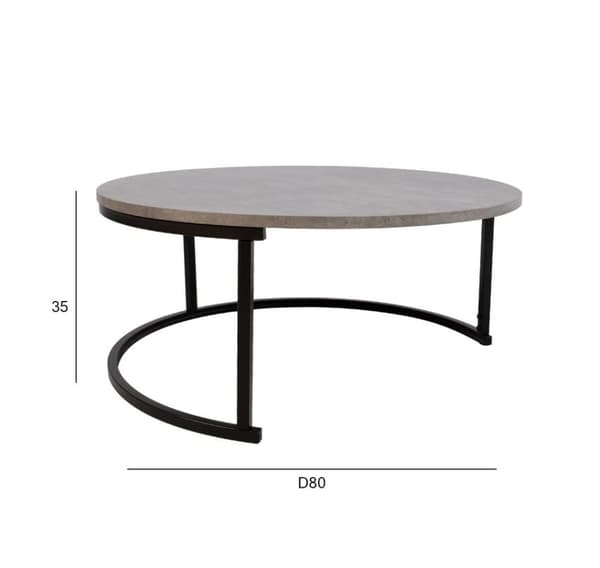Sofabord BRITU D80xH35cm, grå