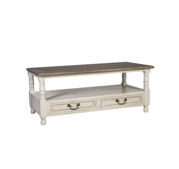 Sofabord SAMIRA NYHED 110x55,5xH45cm, antik hvid/naturlig