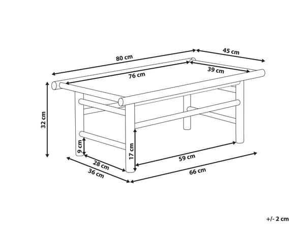 Soffbord Ljus bambu Trä Massiv 80 x 45 cm Rektangulär Inomhus- och utomhusmöbler Rustik design