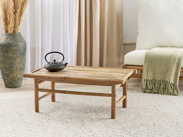 Soffbord Ljus bambu Trä Massiv 80 x 45 cm Rektangulär Inomhus- och utomhusmöbler Rustik design