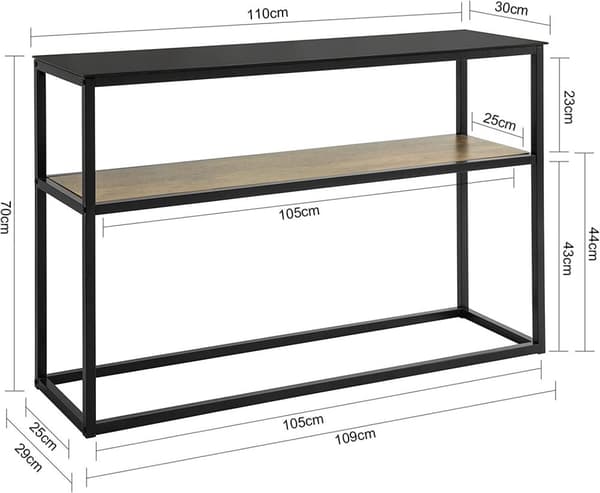 Rootz 2-vånings konsolbord - hallbord - vardagsrumsbord - soffbord - sidobord - gavelbord med glasskiva