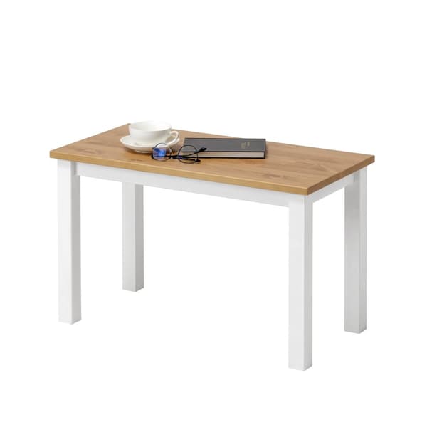 Soffbord “Vesa” tillverkat av massivt furuträ (White/Brown), 75 x 38 cm, Height 45 cm