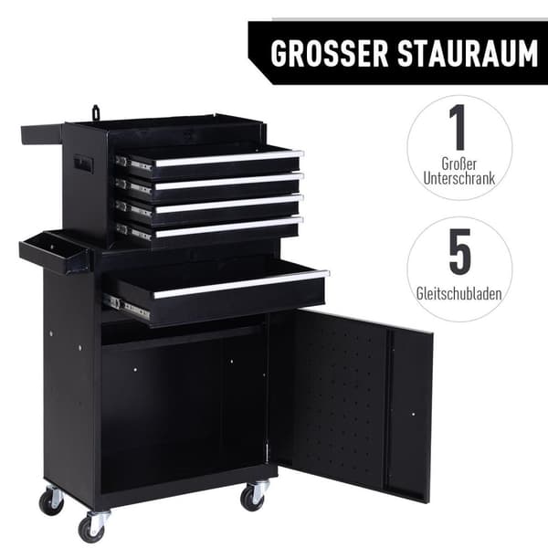 Rootz Verkstadsvagn Verktyg - Svart - Metall - 20,67 cm x 11,02 cm x 41,14 cm