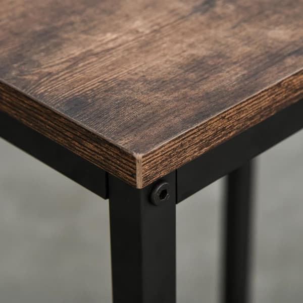 Nancy's Laie Bartafelset - 2 Barkrukken - Hoge Tafel - Staal - Svart/Bruin - 109 x 60 x 100 cm