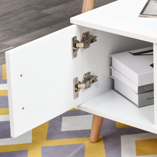 Nancy's Kirksville Salontafel - Koffietafel - Lades - Opbergrum - TV Meubel - Wit - Naturlig - Bewerkt Hout
