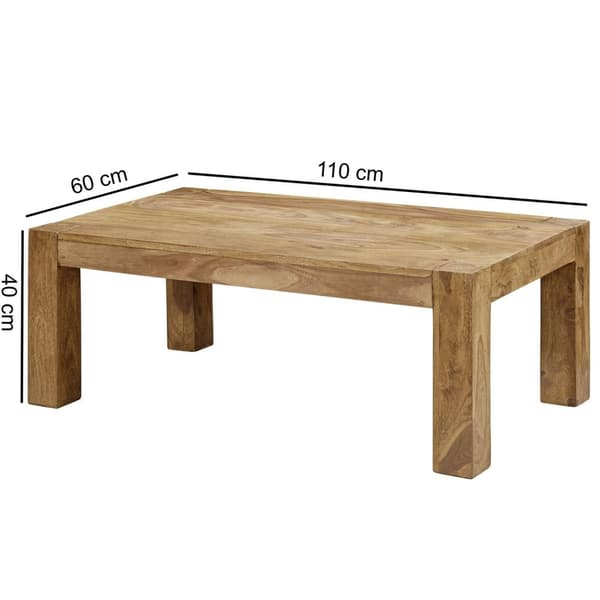 Rootz Sofabord - Sofabord - Massivt træ - Acacia - 110 x 60 cm - Rektangulært - Naturlig