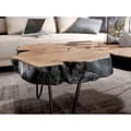 Miniatyrbillede 3 af 6: Rootz Sofabord - Sofabord - Massivt træ - Acacia - Træstamme - Brun - Metal - 115 x 70 x 40 cm