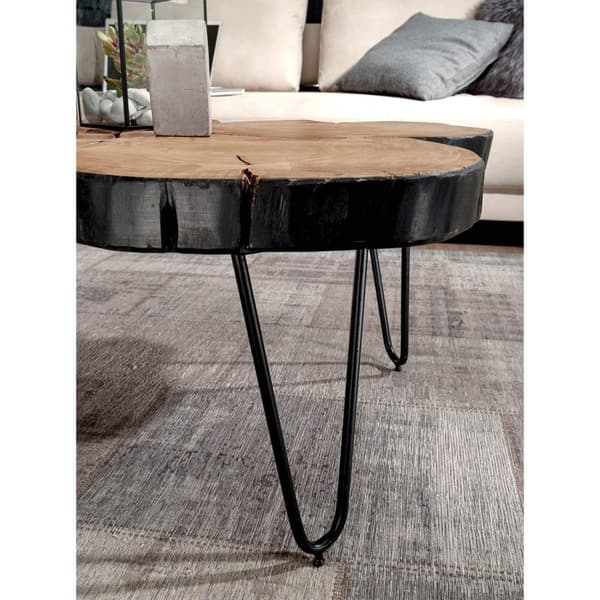 Rootz Sofabord - Sofabord - Massivt træ - Acacia - Træstamme - Brun - Metal - 115 x 70 x 40 cm