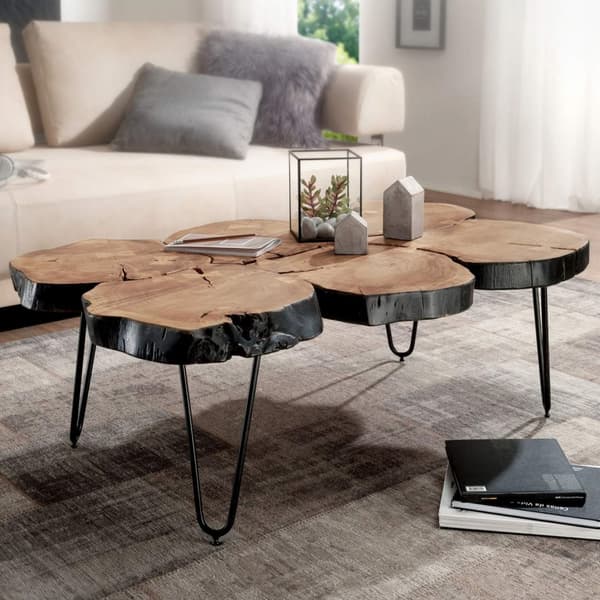 Rootz Sofabord - Sofabord - Massivt træ - Acacia - Træstamme - Brun - Metal - 115 x 70 x 40 cm