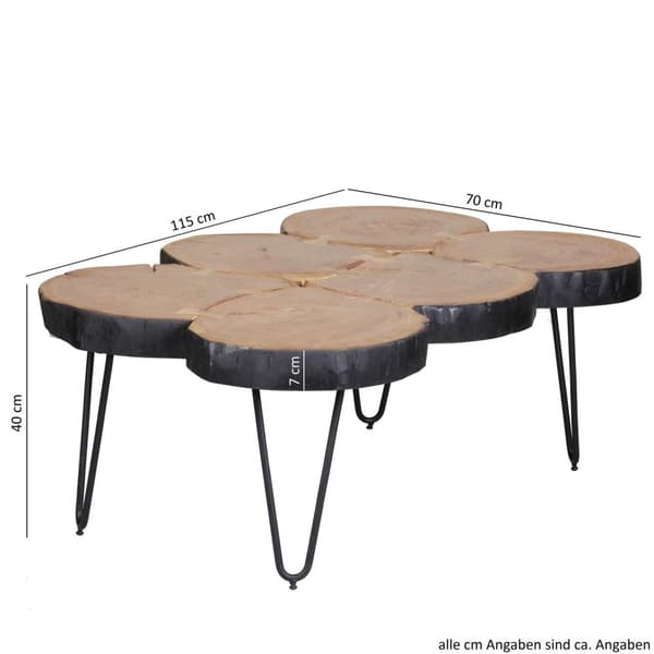 Rootz Sofabord - Sofabord - Massivt træ - Acacia - Træstamme - Brun - Metal - 115 x 70 x 40 cm