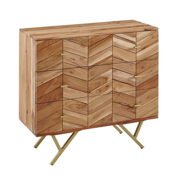 Rootz senkki - Massiivipuu akaasia - Metalli - Lipasto - 3 laatikkoa - 90 x 86,5 x 40 cm - Ruskea