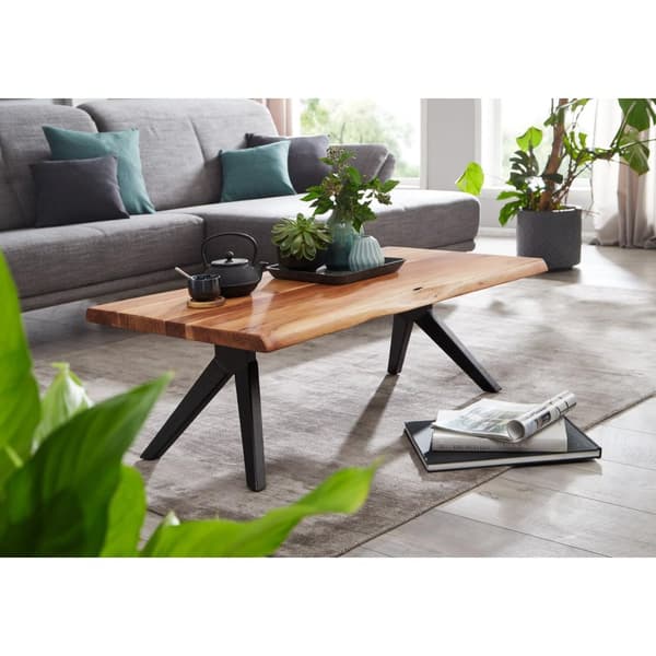 Rootz-sohvapöytä - Massiivipuinen sohvapöytä - Massiivinen akaasiapuu - 115 x 37 x 64 cm - Design - Sohvapöytä - Ruskea - Musta
