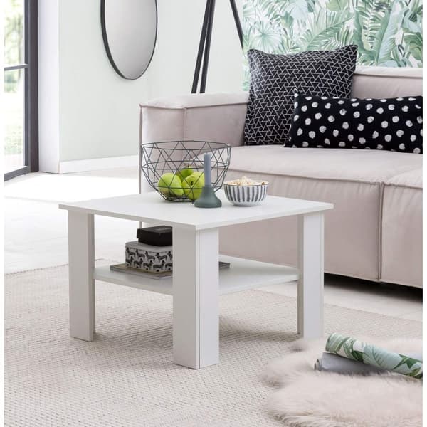 Rootz Sofabord - Sofaborde - Træ Sofabord - Hvid - Åbent rum - Opbevaringsrum - 60 x 42 x 60 cm