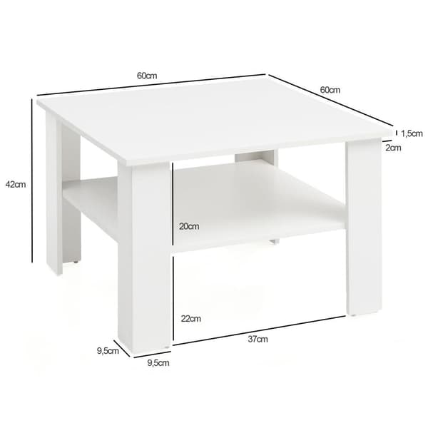 Rootz Sofabord - Sofaborde - Træ Sofabord - Hvid - Åbent rum - Opbevaringsrum - 60 x 42 x 60 cm