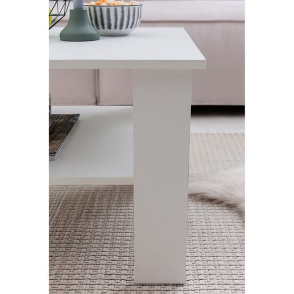 Rootz Sofabord - Sofaborde - Træ Sofabord - Hvid - Åbent rum - Opbevaringsrum - 60 x 42 x 60 cm