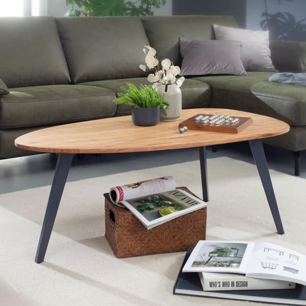 Rootz Sofabord - Massivt træ - Sofabord - Akacietræ - Metal - Sidebord - 110 x 60 cm - Sort - Brun