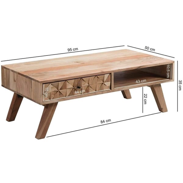 Rootz Sofabord Træ - Håndlavet Sofabord - Sofabord - Akacietræ - 95 x 35 x 50 cm
