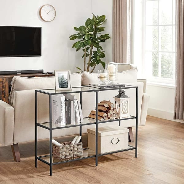 Rootz Konsolbord - Konsolbord - Sidebord - med hærdet glas - Moderne - Sort - 100 x 30 x 73 cm