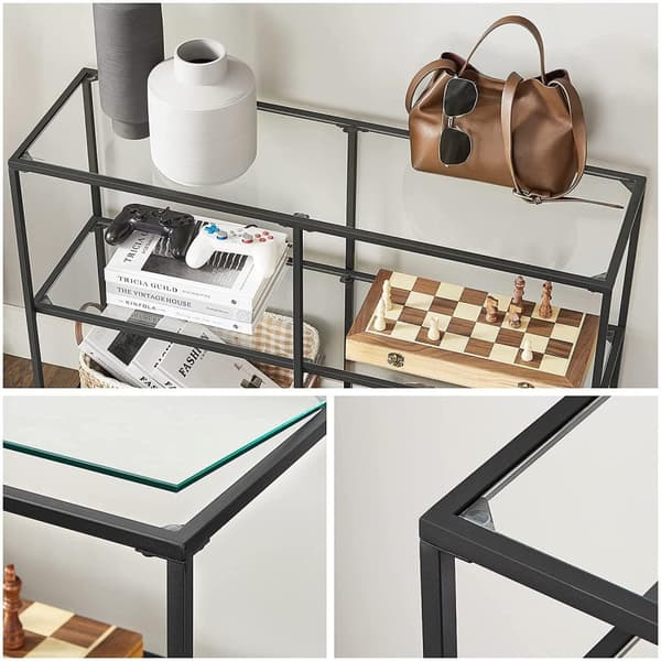 Rootz Konsolbord - Konsolbord - Sidebord - med hærdet glas - Moderne - Sort - 100 x 30 x 73 cm