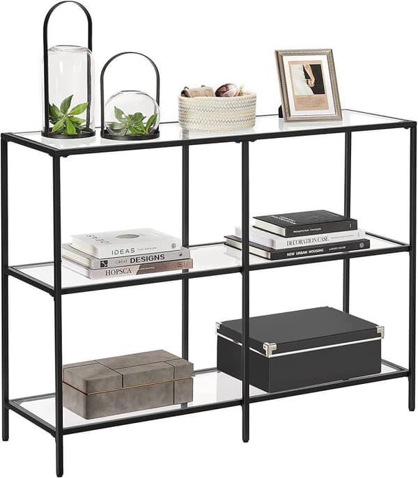 Rootz Konsolbord - Konsolbord - Sidebord - med hærdet glas - Moderne - Sort - 100 x 30 x 73 cm