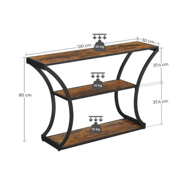 Rootz Konsolbord - Skänk - Sidobord - Industriellt - Brun - Svart - Bearbetat trä - Metall - 120 x 30 x 80 cm