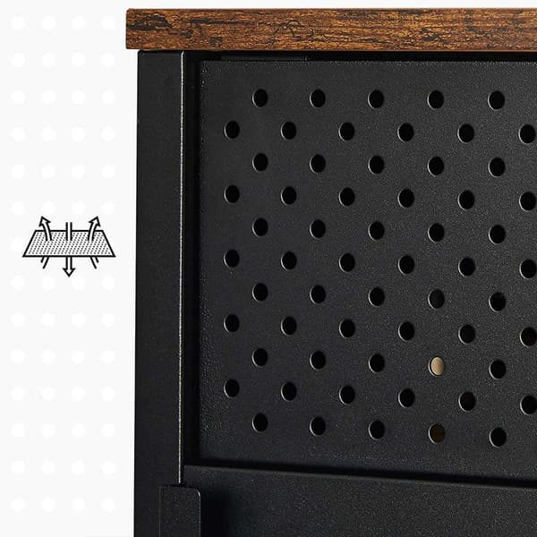 Rootz Skænk - Skænk - Opbevaringsskab - Magnetisk lukning - Justerbare hylder - Metal - Forarbejdet træ - Brun - Sort - 80 x 40 x 76 cm