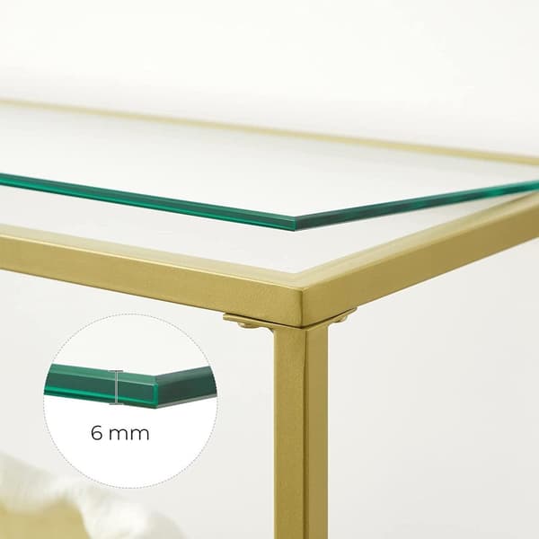 Rootz konsolbord - Sidobord - 3 nivåer - Härdat glas - Metall - Guld - 130 x 30 x 73,3 cm