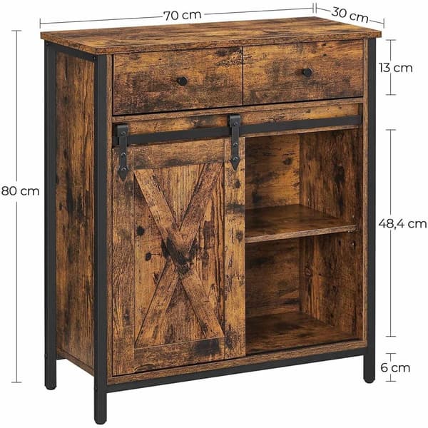 Rootz senkki - Lipasto - Säilytyskaappi - Liukuovi - Teollisuus - Ruskea - Musta - Käsitelty puu - Metalli - 70 x 30 x 80 cm