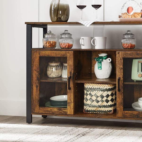 Rootz skænk - Opbevaringsskab - Skænk - Køkkenskab - 2 døre - 2 åbne rum - Industriel - Brun - Sort - Forarbejdet træ - Metal - 100 x 35 x 80 cm